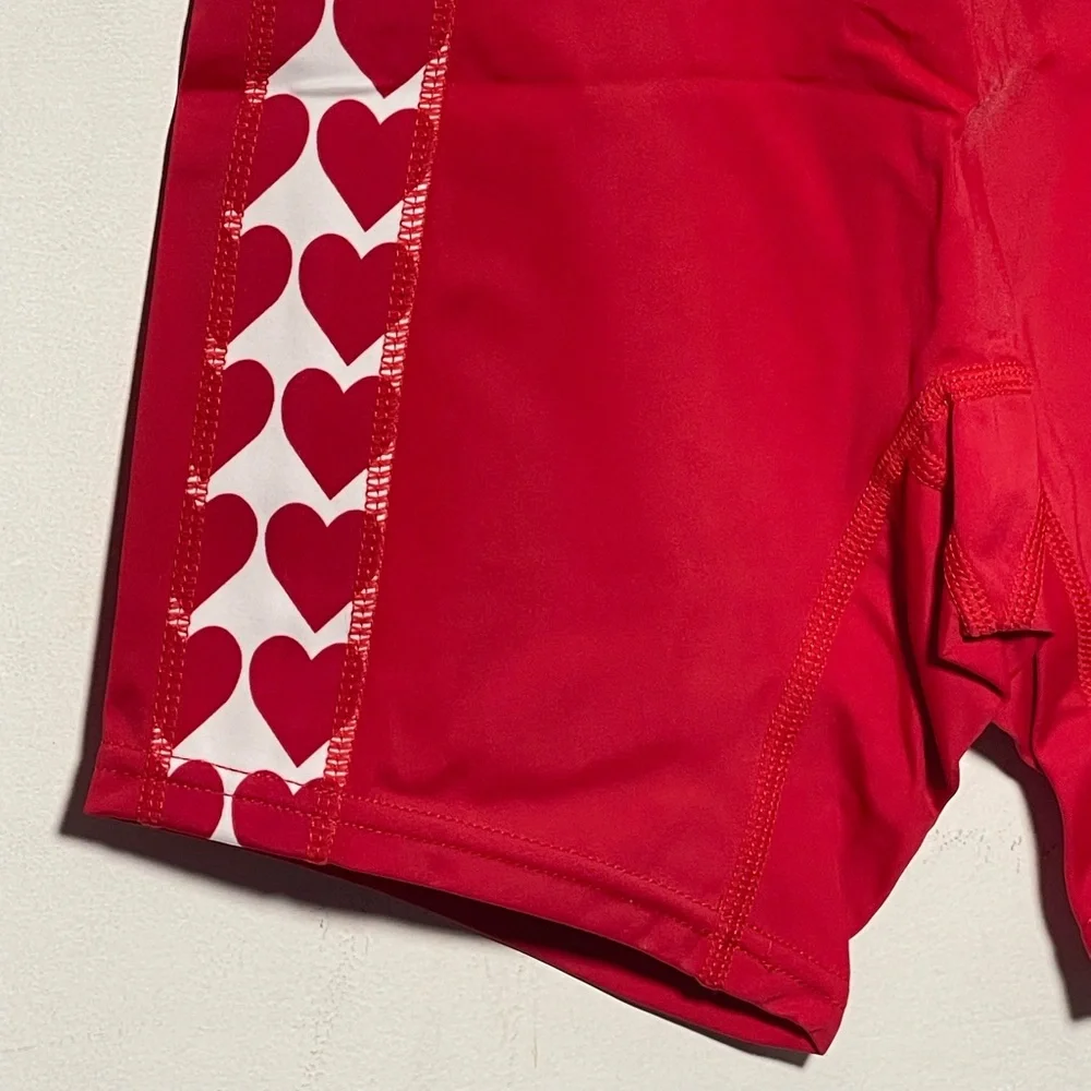 Lumi Valentine red white Crop Top and Shorts 2 piece dance matching set NWT